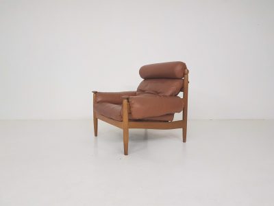 Eric Merthen for IRE Mobler Attributed Scandinavian Modern Leather Lounge Chair, 1960
