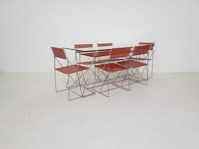 X Line Stacking Chair and dining table by Niels Jørgen Haugesen for Hybodan, Denmark ,1977