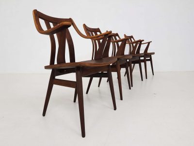 Set of 4 Rosewood dining chairs with arm rests, The Netherlands 1960’s