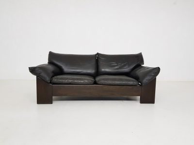 Oak and leather 2-seater sofa by Leolux, The Netherlands 1970’s