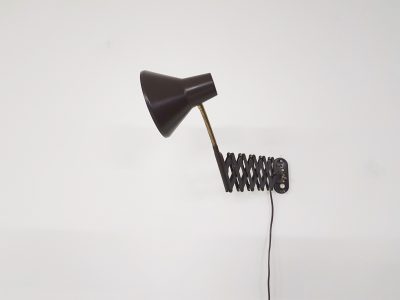 Brown metal scissor lamp