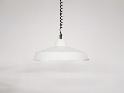 Industrial enamel white ceiling lamp