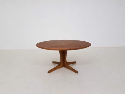 Large round coffee table with wooden inlay