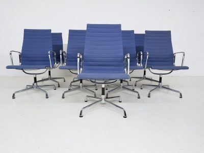 9x Eames Model Ea107 Office Chairs For Vitra In Light Blue U S A