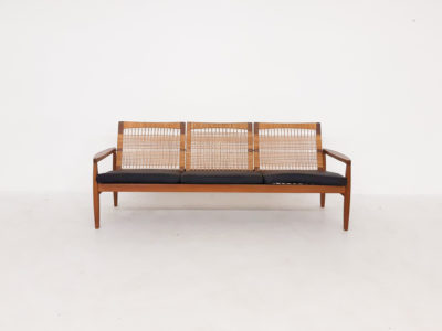 Hans Olsen for Brdr Juul Kristensen, rattan backed sofa, Denmark 1950s