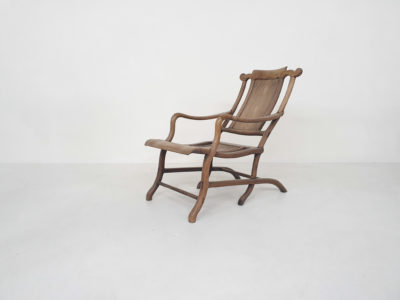 19th century Chinese moon gazer lounge chair in solid wood
