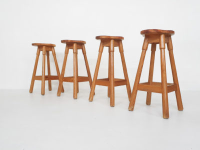 Scandinavian modern pinewood bar stools 1970's