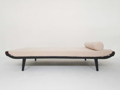 Black A.R. Cordemeyer for Auping “Cleopatra” daybed with "Teddy" upholstery, The Netherlands 1953
