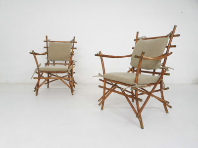 Set of two bamboo arm chairs, Italy 1960's