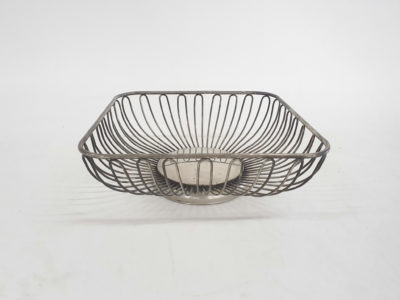Alessi style wired square fruit bowl or bread basket, Italy 1970's