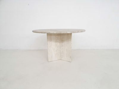 Vintage travertine round dining table, The Netherlands 1970's