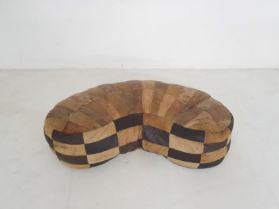 Vintage kidney shaped patchwork ottoman, The Netherlands 1970's