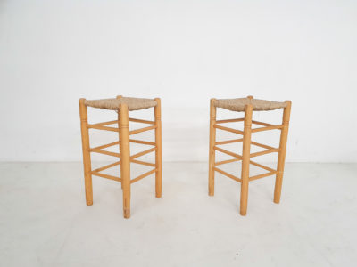 Set of two vintage rattan bar stools, The Netherlands 1970's